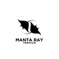 Set pair Premium manta ray vector black logo design