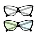 Set of 2 pairs of glasses with clear and colored lenses. Happy bespectacled man day. Sticker. Icon