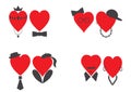 Set of pairs of male and female hearts