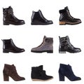 A set of 9 pairs of women`s shoes Royalty Free Stock Photo