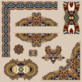 Set of paisley floral design elements for page Royalty Free Stock Photo