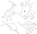 Set of palaeosaurus, styracosaurus, spinosaurus and ichthyosaur. Coloring book for kids