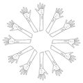 Set palm icon. Vector human hand palm. Hand drawn arm Royalty Free Stock Photo
