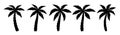 Set palm tree icon. Collection logo coconut palm. Patch black silhouette palm isolated on white background. Coconuts palmtree for