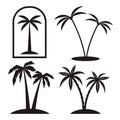 Set of palm tree labels and design elements. Vintage palms illustrations. Royalty Free Stock Photo