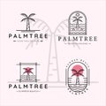 set of palm tree line art logo simple minimalist vector illustration template icon graphic design. bundle collection of various Royalty Free Stock Photo