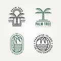 Set of palm tree minimalist line art icon logo