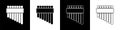 Set Pan flute icon isolated on black and white background. Traditional peruvian musical instrument. Zampona. Folk Royalty Free Stock Photo