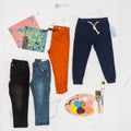 Set of pants in different colors for children Royalty Free Stock Photo