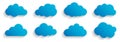 Set paper blue clouds with shadows â stock vector Royalty Free Stock Photo