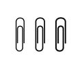 Set of paper clip, black paperclip silhouette, flat paperclips illustration - vector