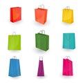 Set of paper colorful shopping or gifts bags isolated on white background Royalty Free Stock Photo