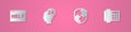 Set paper cut Browser help, Support operator in touch, Shield and Telephone icon. Paper art style. Vector Royalty Free Stock Photo
