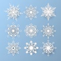 Set of paper cut snowflakes Royalty Free Stock Photo