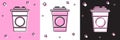 Set Paper glass icon isolated on pink and white, black background. Soda drink glass. Fresh cold beverage symbol. Vector Royalty Free Stock Photo