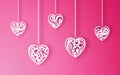 Set paper hearts with abstract ornament Royalty Free Stock Photo