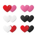 Set of paper hearts stick with paper clip