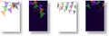 Set of paper mockup cards with Halloween Carnival colorful bunting garlands with flags made of shredded pieces of fabric
