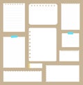 set of paper note and blank paper sticky notes isolated background Royalty Free Stock Photo