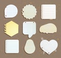 Set of paper notes speech bubbles. Vector illustration