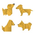 Set of paper origami dogs. Symbol of the year 2018.