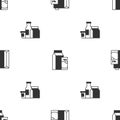 Set Paper package for milk, kefir and Milk product on seamless pattern. Vector