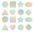 Set of paper pastel colors stickers mock up. Blank tags labels of different shapes,