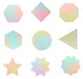 Set of paper pastel colors stickers mock up. Blank tags labels of different shapes,