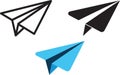 Set of paper plane icons in different styles isolated on transparent background vector Royalty Free Stock Photo