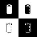 Set Paper towel roll icon isolated on black and white background. Vector Illustration Royalty Free Stock Photo