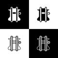 Set Parachute icon isolated on black and white background. Vector Royalty Free Stock Photo