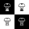 Set Parachute icon isolated on black and white background. Vector Royalty Free Stock Photo