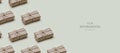 Set of parcels wrapped in craft paper and tie threads. Gift box pattern. Online shopping. Gray background. Web article template. Royalty Free Stock Photo