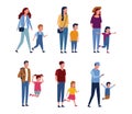 Set of parents and kids Royalty Free Stock Photo