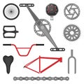 Set of parts for BMX bike off-road sport bicycle vector