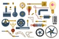 Set of parts and components of the machine mechanism