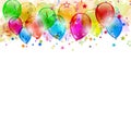 Set party balloons, confetti with space for text Royalty Free Stock Photo