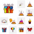 Set of Party icon template vector. Celebration vector illustration. Thin line icons for party Royalty Free Stock Photo