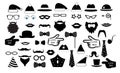 Set the party. the person`s face fake. Glasses hats lips mustaches tie monocle icons vector illustration