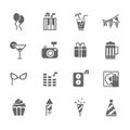 Set of Party Vector Icons. Includes gift, music, cake, cocktail and more