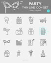 Set of Party Vector Line Icons. Includes gift, music, cake, cocktail and more. 50 x 50 Pixel