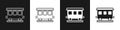 Set Passenger train cars icon isolated on black and white background. Railway carriage. Vector Royalty Free Stock Photo