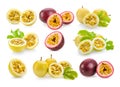 Set of passionfruit isolated on white background Royalty Free Stock Photo