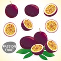 Set Of Passionfruit (passion Fruit) In Various Styles Format