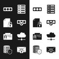 Set Password protection, Document and lock, Server, Data, Web Hosting, Identification badge, Network cloud connection Royalty Free Stock Photo
