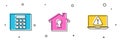 Set Password protection, House under and Laptop with exclamation mark icon. Vector Royalty Free Stock Photo