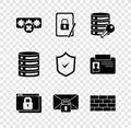 Set Password protection, Server security key, Secure your site HTTPS, SSL, Mail message password, Firewall, wall, Server Royalty Free Stock Photo