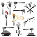 Set of pasta elements