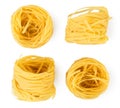 Set of pasta nests on a white. The form of the top.