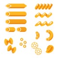 Set of pasta shapes. Pasta collection